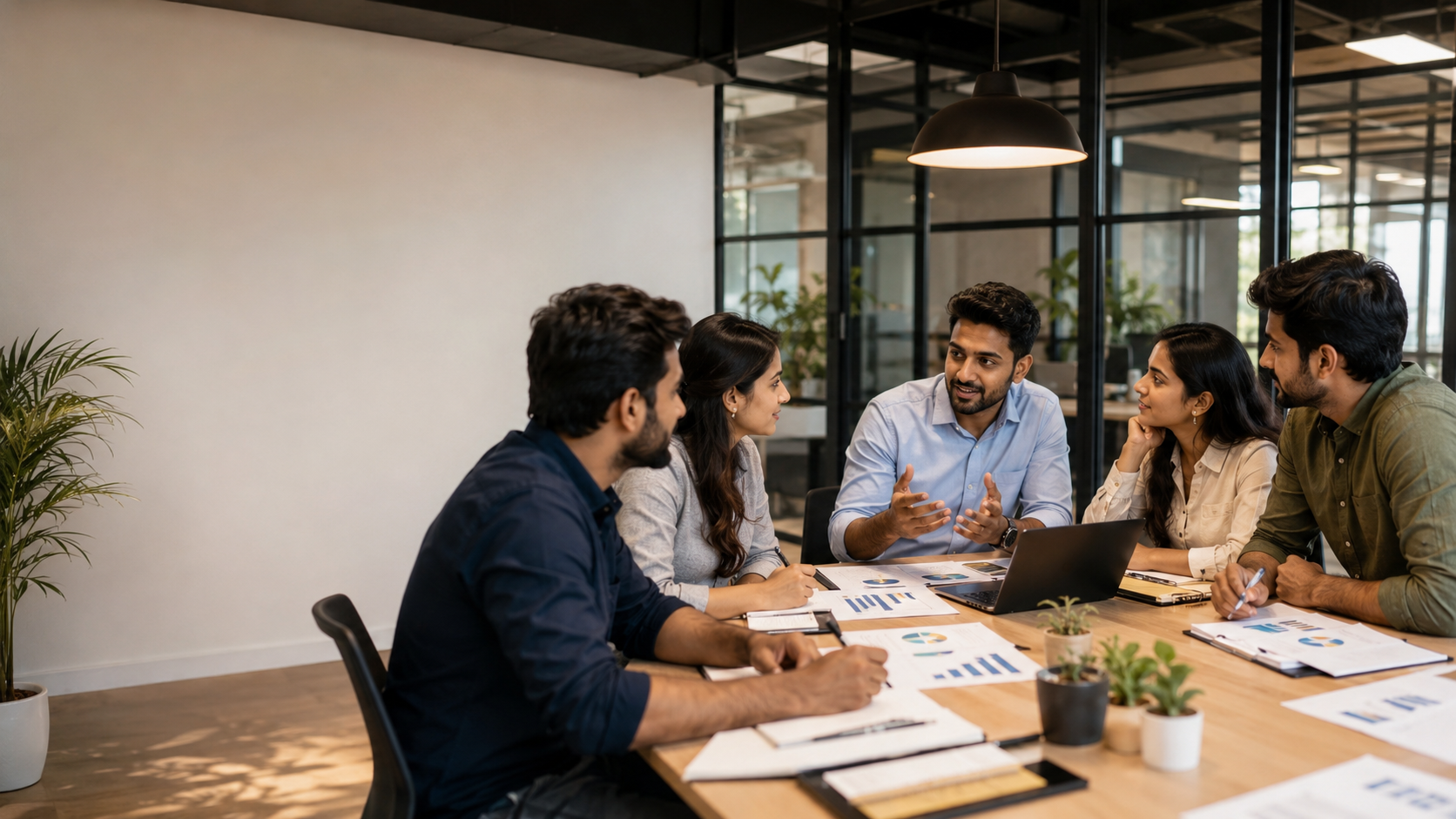 Business professionals planning financial growth together